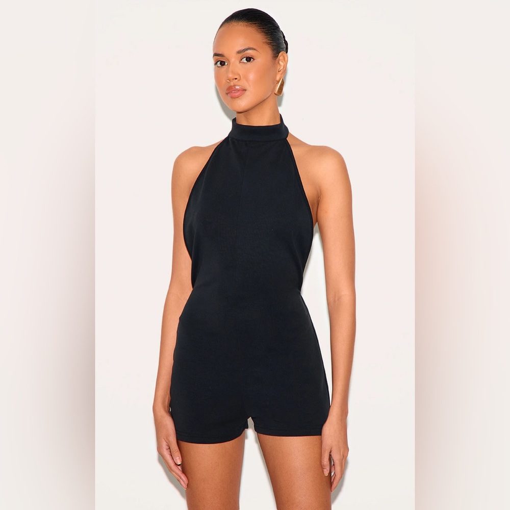 Stylish Black Halter Romper